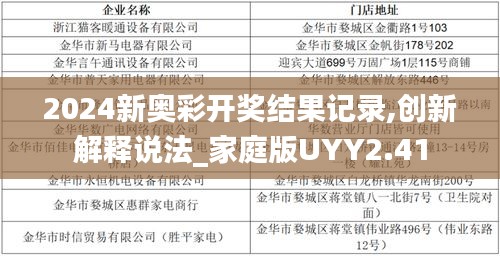 2024新奧彩開獎(jiǎng)結(jié)果記錄,創(chuàng)新解釋說法_家庭版UYY2.41