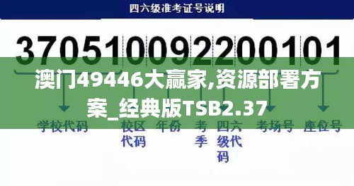 澳門49446大贏家,資源部署方案_經典版TSB2.37