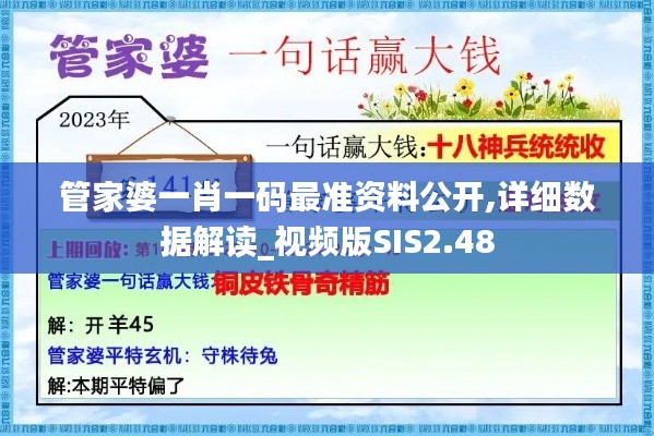 管家婆一肖一碼最準資料公開,詳細數據解讀_視頻版SIS2.48