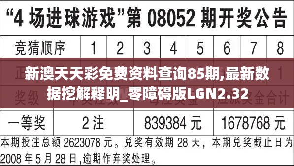 新澳天天彩免費(fèi)資料查詢85期,最新數(shù)據(jù)挖解釋明_零障礙版LGN2.32