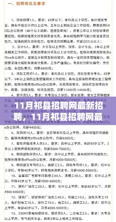 11月祁縣招聘網最新招聘信息匯總