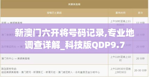 新澳門六開將號碼記錄,專業地調查詳解_科技版QDP9.7