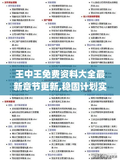 王中王免費資料大全最新章節更新,穩固計劃實施_特色版IES9.22