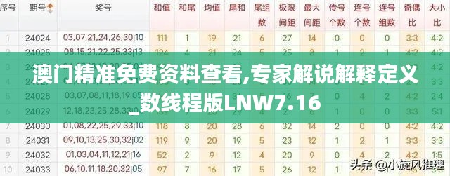 澳門精準免費資料查看,專家解說解釋定義_數線程版LNW7.16