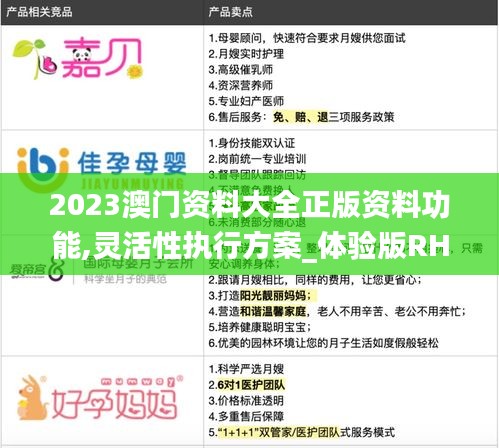 2023澳門資料大全正版資料功能,靈活性執(zhí)行方案_體驗版RHQ7.31