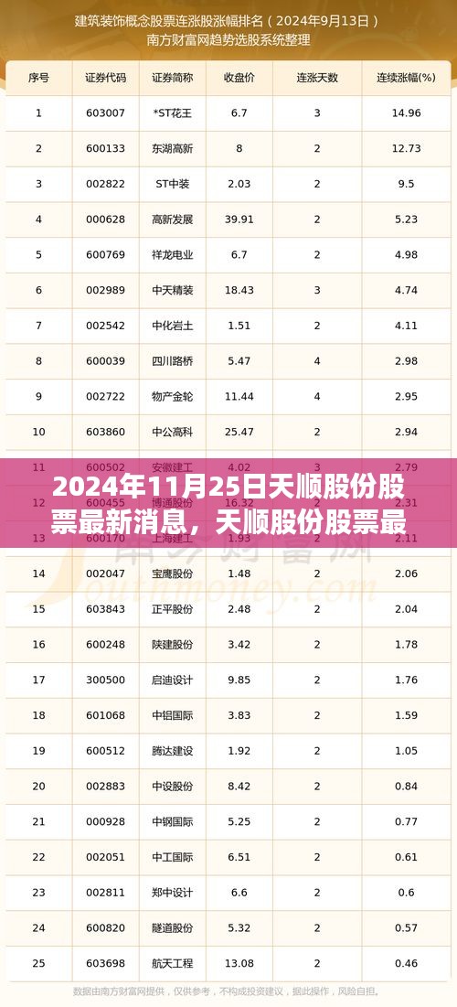 天順股份最新動態解析，聚焦要點消息（2024年11月25日）