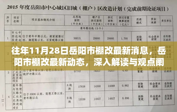 岳陽市棚改最新動態解讀與觀點闡述，歷年11月28日更新消息