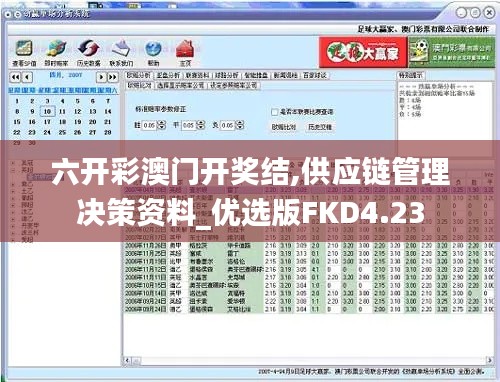六開彩澳門開獎結(jié),供應鏈管理決策資料_優(yōu)選版FKD4.23