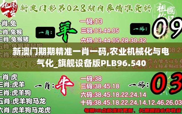 新澳門期期精準一肖一碼,農業機械化與電氣化_旗艦設備版PLB96.540