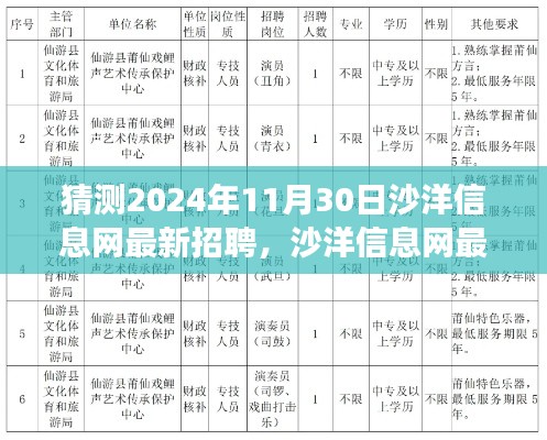 沙洋信息網(wǎng)最新招聘服務(wù)深度探索與全面解讀（2024年預(yù)測版）