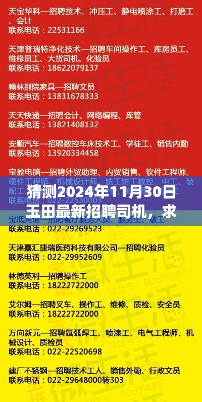 玉田最新招聘司機(jī)求職指南，如何準(zhǔn)備并成功應(yīng)聘（預(yù)測(cè)版2024年11月）