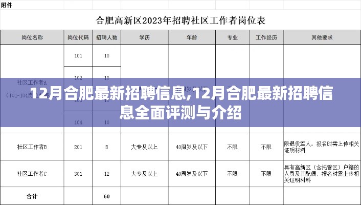 合肥最新招聘資訊，全面評測與詳細介紹