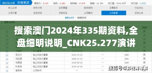 搜索澳門2024年335期資料,全盤細明說明_CNK25.277演講版