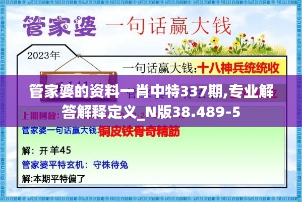 管家婆的資料一肖中特337期,專業(yè)解答解釋定義_N版38.489-5