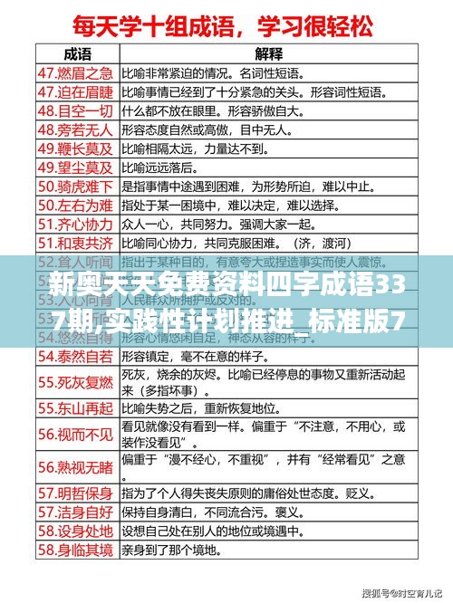 新奧天天免費資料四字成語337期,實踐性計劃推進_標準版73.771-6