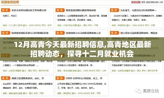 高青地區最新招聘信息及十二月就業機會探尋