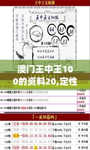澳門王中王100的資料20,定性解析評估_tool6.280