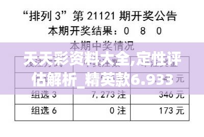 天天彩資料大全,定性評估解析_精英款6.933