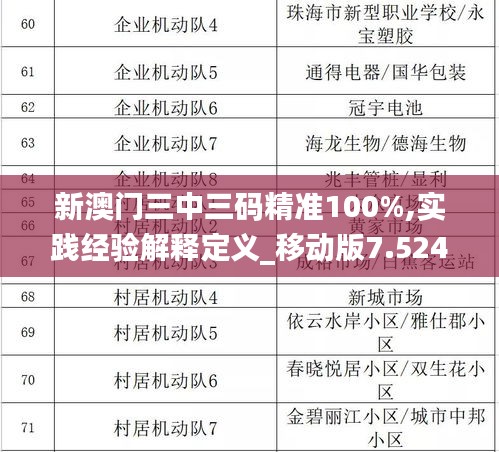 新澳門三中三碼精準(zhǔn)100%,實(shí)踐經(jīng)驗(yàn)解釋定義_移動(dòng)版7.524