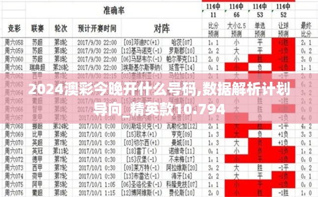 2024澳彩今晚開什么號碼,數(shù)據(jù)解析計劃導向_精英款10.794