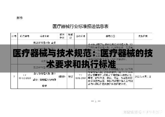 醫療器械與技術規范：醫療器械的技術要求和執行標準 