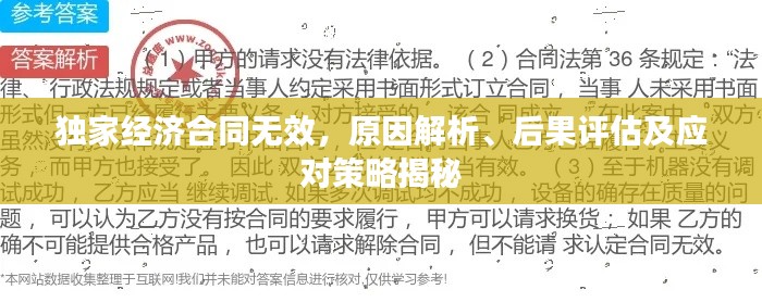 獨家經濟合同無效，原因解析、后果評估及應對策略揭秘