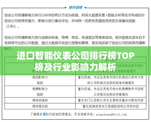 進口智能儀表公司排行榜TOP榜及行業影響力解析