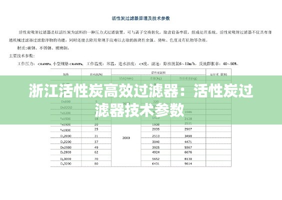 浙江活性炭高效過濾器：活性炭過濾器技術參數(shù) 