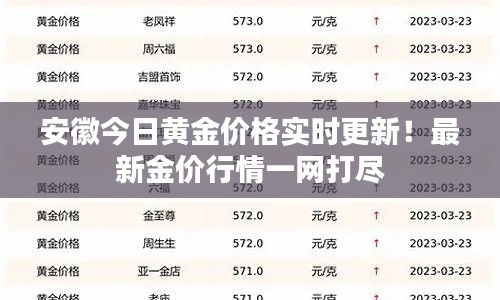 安徽今日黃金價格實時更新！最新金價行情一網(wǎng)打盡