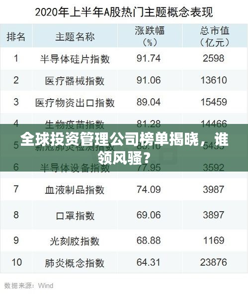 全球投資管理公司榜單揭曉，誰領風騷？
