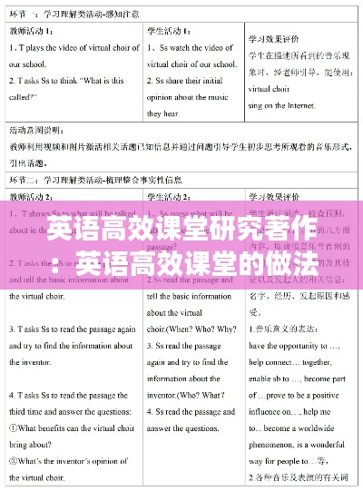 英語(yǔ)高效課堂研究著作：英語(yǔ)高效課堂的做法 