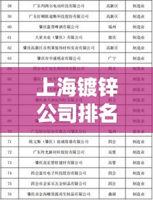 上海鍍鋅公司排名揭曉，行業內頂尖企業榜單