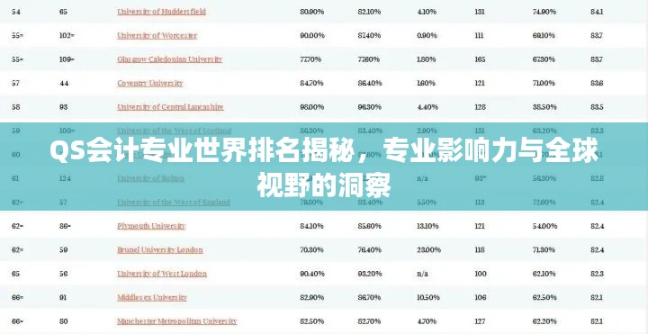 QS會計專業(yè)世界排名揭秘，專業(yè)影響力與全球視野的洞察