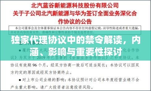 獨家代理協(xié)議中的禁令解讀，內(nèi)涵、影響與重要性探討