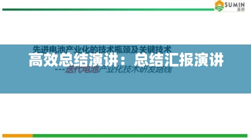 高效總結(jié)演講：總結(jié)匯報演講 