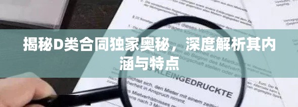 揭秘D類合同獨家奧秘，深度解析其內(nèi)涵與特點