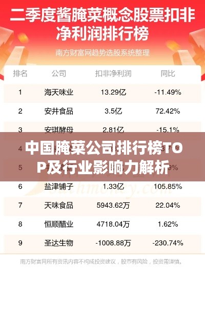中國腌菜公司排行榜TOP及行業(yè)影響力解析