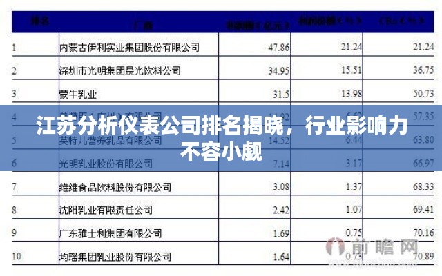 江蘇分析儀表公司排名揭曉，行業影響力不容小覷