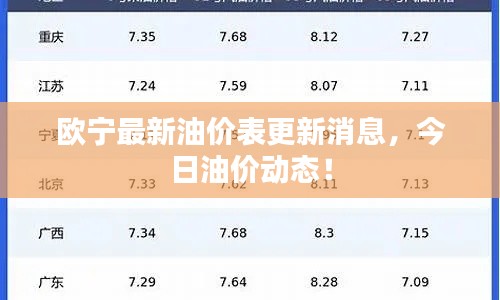 歐寧最新油價表更新消息，今日油價動態！