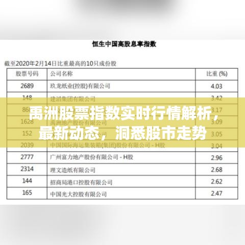 禹洲股票指數實時行情解析，最新動態，洞悉股市走勢
