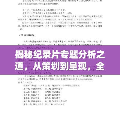 揭秘紀(jì)錄片專題分析之道，從策劃到呈現(xiàn)，全方位解讀！