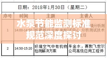 水泵節能監測標準規范深度探討