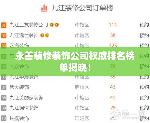 永善裝修裝飾公司權(quán)威排名榜單揭曉！