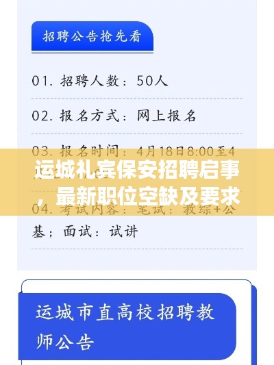 運城禮賓保安招聘啟事，最新職位空缺及要求全解析