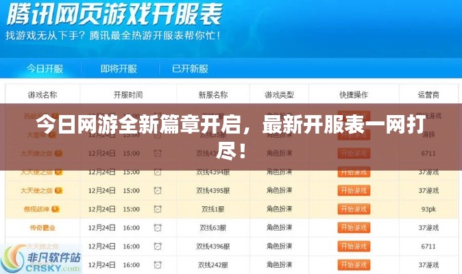 今日網(wǎng)游全新篇章開啟，最新開服表一網(wǎng)打盡！