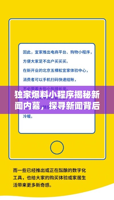 獨家爆料小程序揭秘新聞內幕，探尋新聞背后的故事