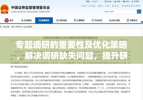 專題調(diào)研的重要性及優(yōu)化策略，解決調(diào)研缺失問題，提升研究質(zhì)量！