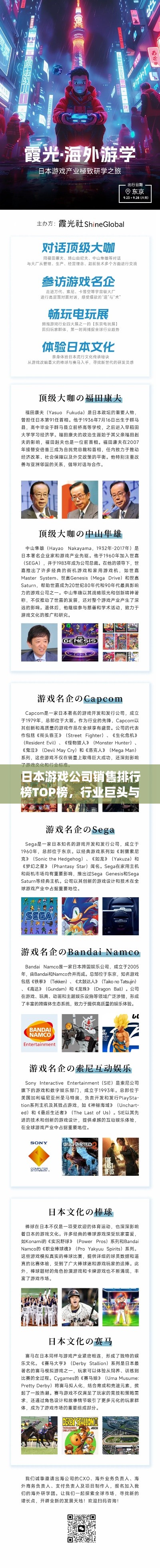 日本游戲公司銷售排行榜TOP榜，行業巨頭與熱門趨勢揭秘
