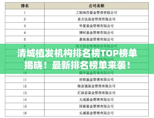 清城植發機構排名榜TOP榜單揭曉！最新排名榜單來襲！