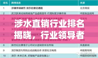 涉水直銷行業排名揭曉，行業領導者及未來趨勢展望